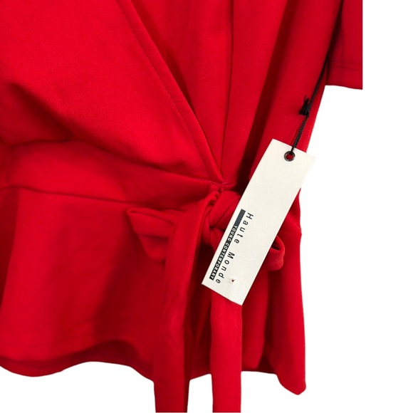 Haute Monde Red Blouse Wrap Top NWT - Size S - Picture 4 of 6